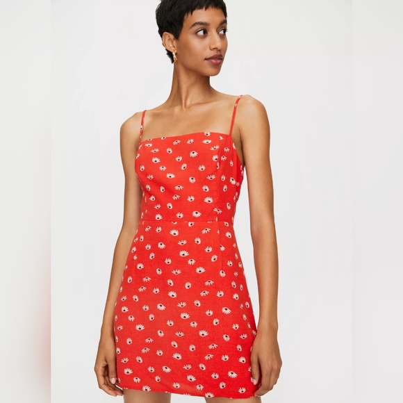 Aritzia/Wilfred Red Floral Mini Summer Dress Size 6 - Picture 1 of 5